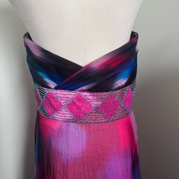 Jovani Strapless Watercolor Maxi Dress – Fairycore Formal Gown 10 silk - Picture 8 of 13